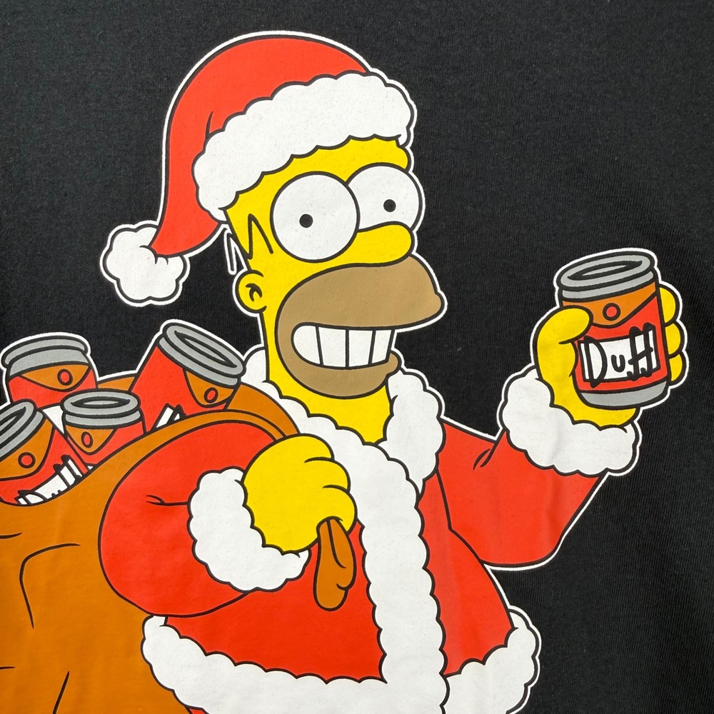 The Simpsons Homer Santa Claus Duff Beer Christmas T-Shirt Black Unisex Medium - Picture 12 of 14